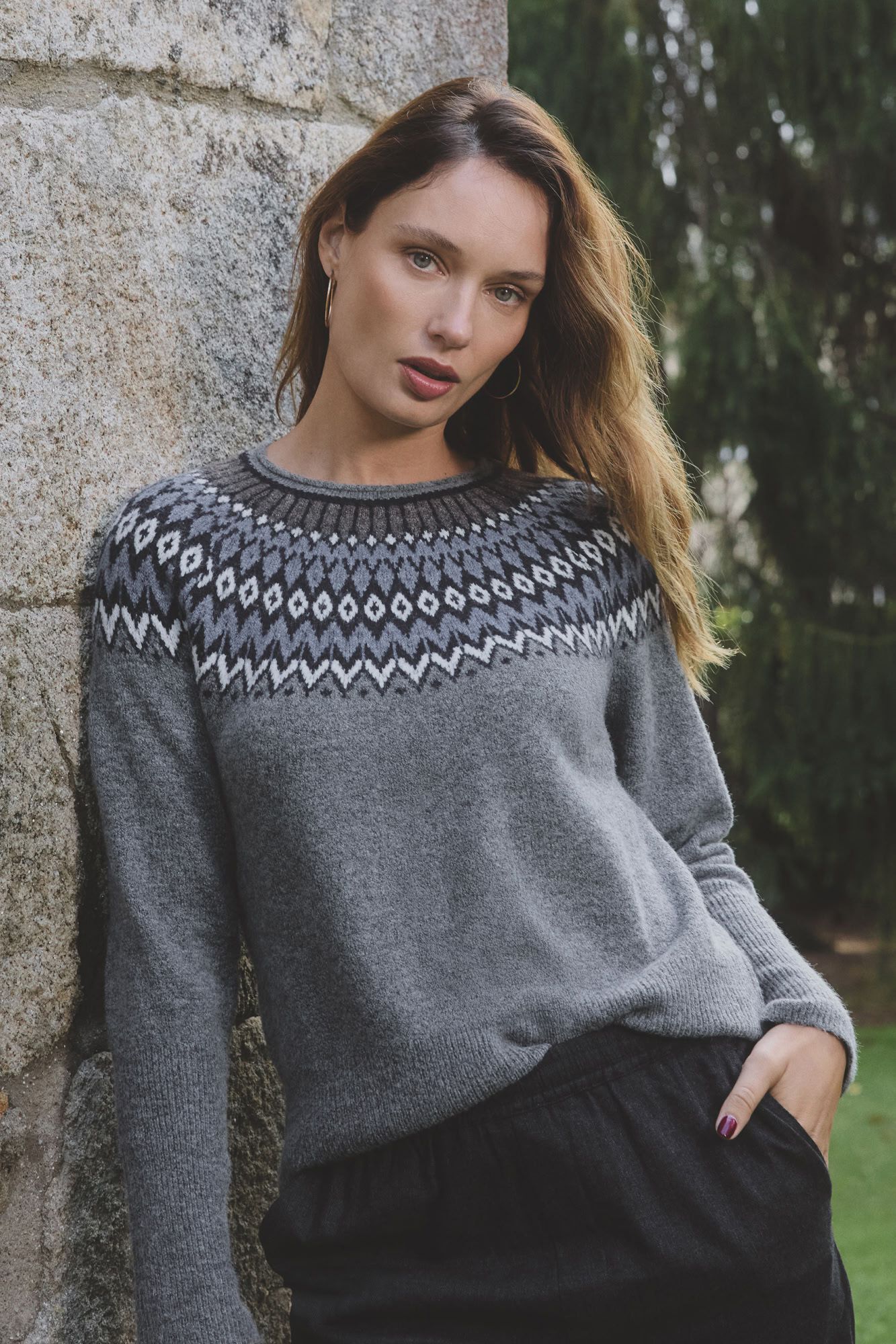 Milano Jersey punto jacquard en cuello