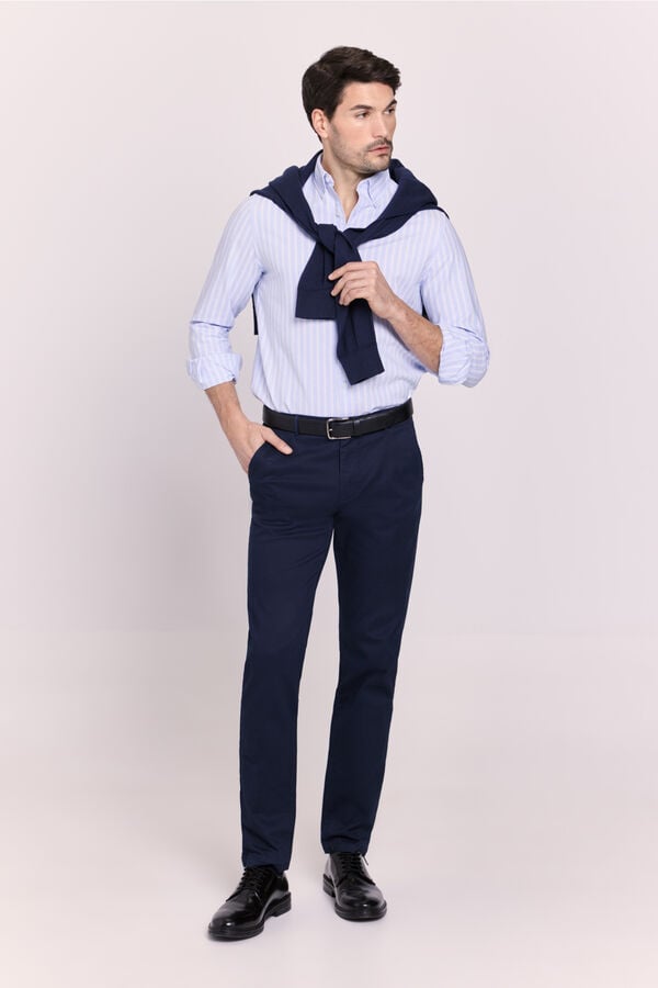 Milano Camisa de manga comprida &agrave;s riscas Azul indigo