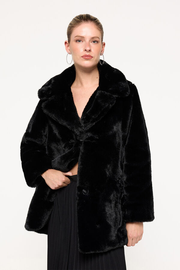 Milano Abrigo efecto pelo Negro