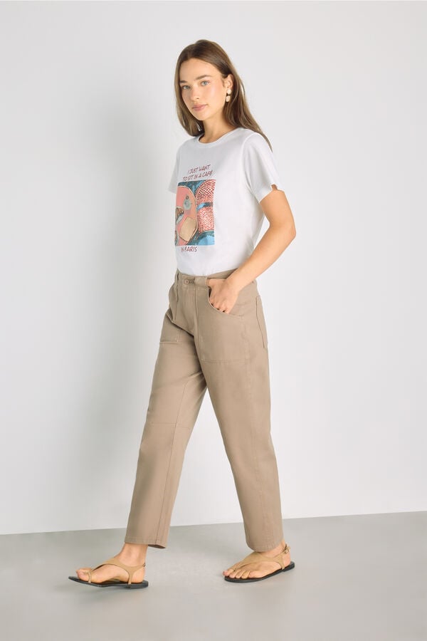 Milano Cal&ccedil;a color com bolsos de remendo Torrefac&ccedil;ao