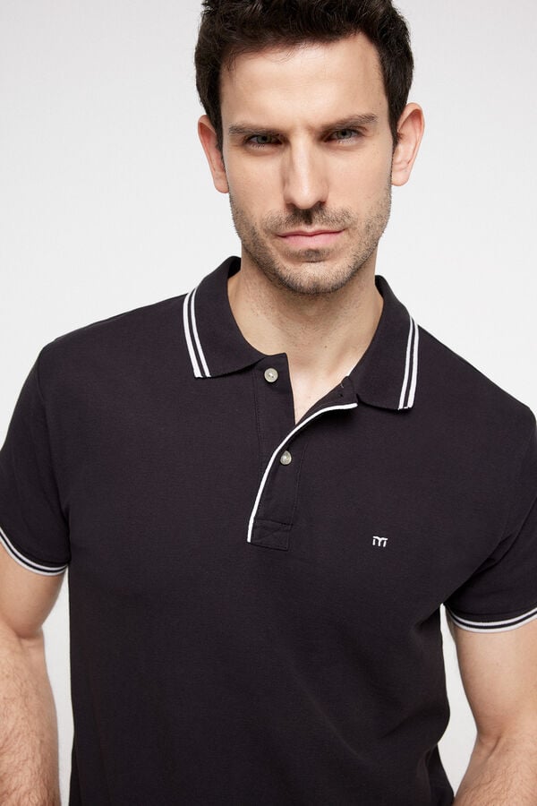 Fifty Outlet Polo Tipping Contraste Preto