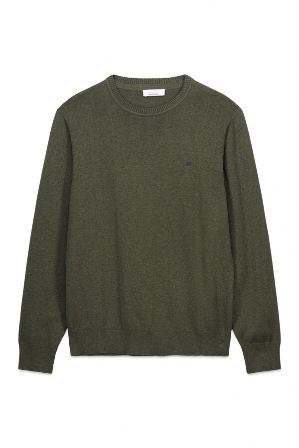 Pedro del Hierro Camisola b&aacute;sico de gola caixa C&aacute;qui escuro