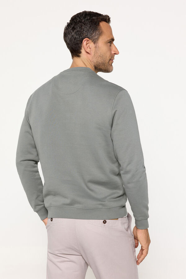 Fifty Outlet Sweatshirt com gola caixa bordada Cáqui escuro