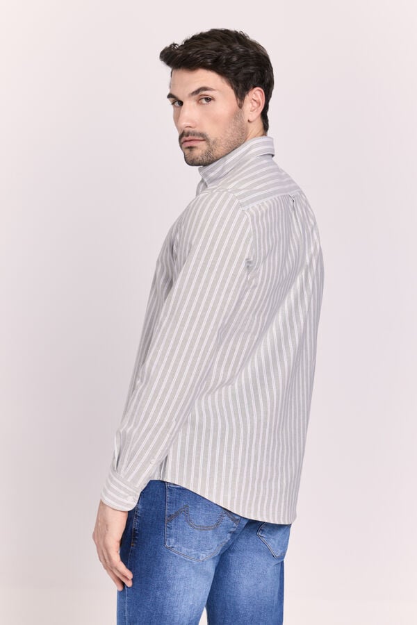 Milano Camisa de manga comprida &agrave;s riscas C&aacute;qui