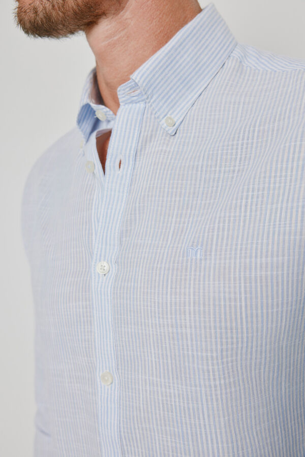 Milano Camisa de riscas de manga comprida Marinho