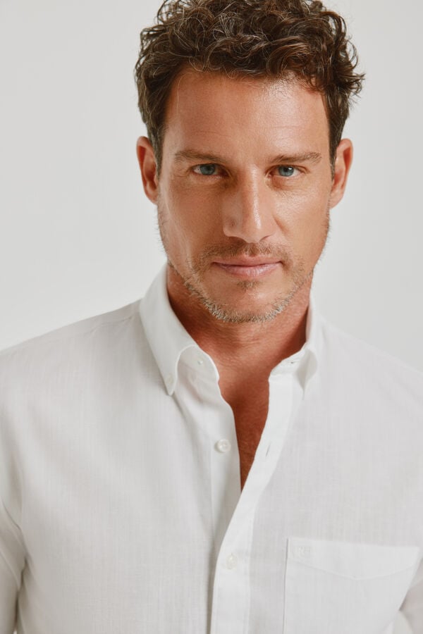 Pedro del Hierro Camisa lisa de manga comprida Branco