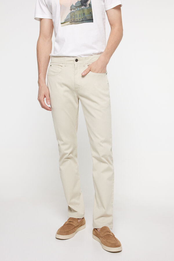 Fifty Outlet Pantalón 5 bolsillos aldogón liso Beige