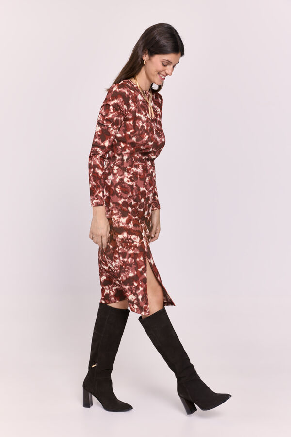 Milano Vestido drapeado estampado Vinho