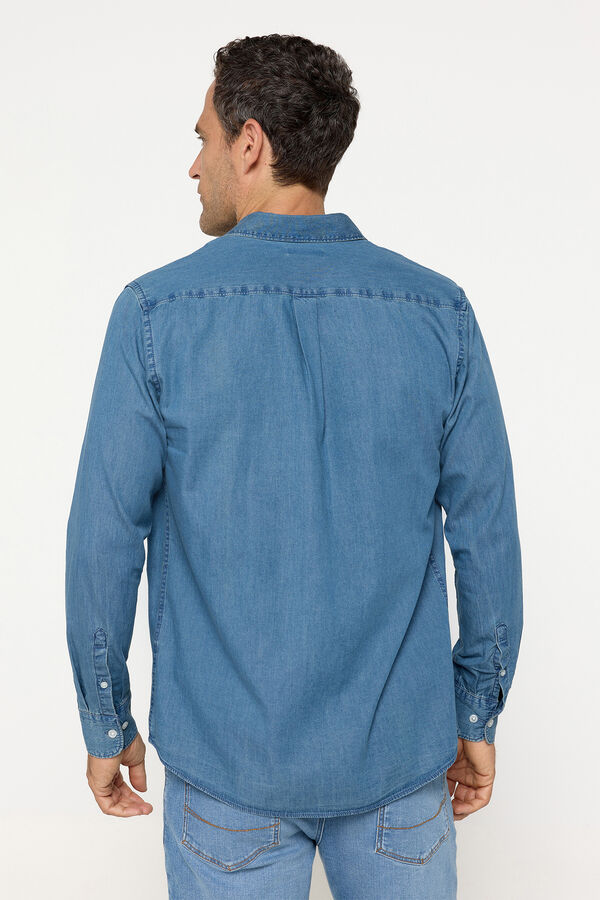 Milano Camisa Denim Lisa Azul Claro