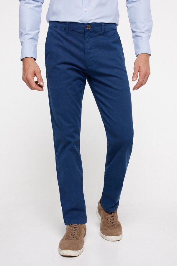 Milano Cal&ccedil;as Chino Falsa Estrutura Estampado azul