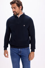 Milano Camisola de algod&atilde;o com meia fecho-&eacute;clair Marinho