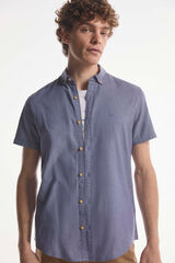 Fifty Outlet Camisa Lino Microcuadro azulado