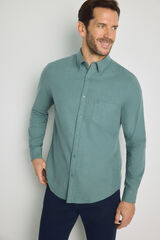 Milano Camisa lisa de manga comprida Azul turquesa