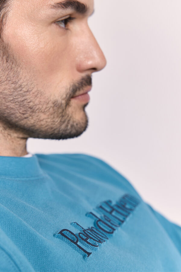Pedro del Hierro Sudadera cuello redondo con logo Azul