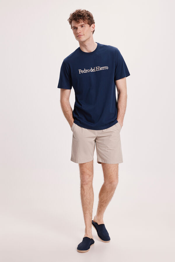Pedro del Hierro Camiseta bordada com logotipo PDH Marinho