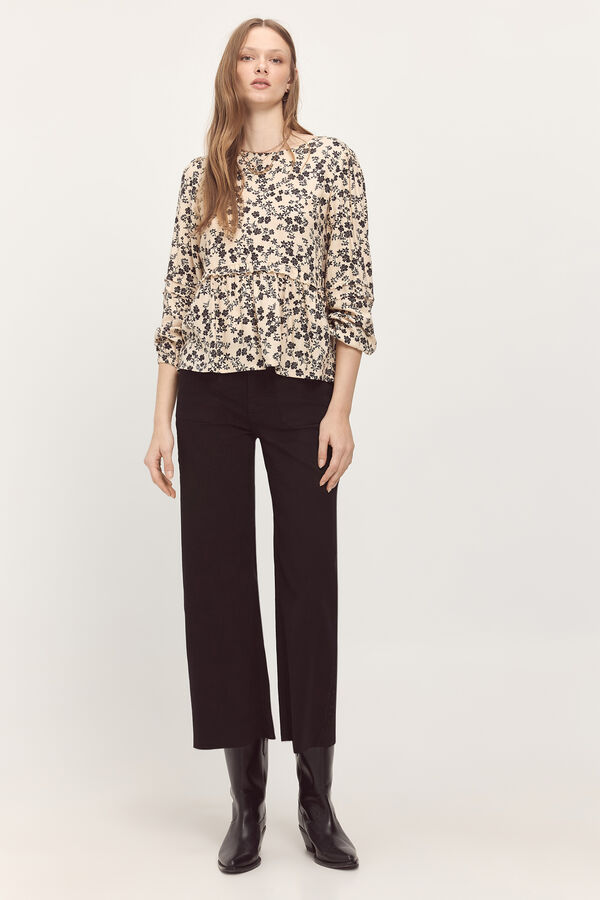 Milano Blusa com folhos Estampado branco