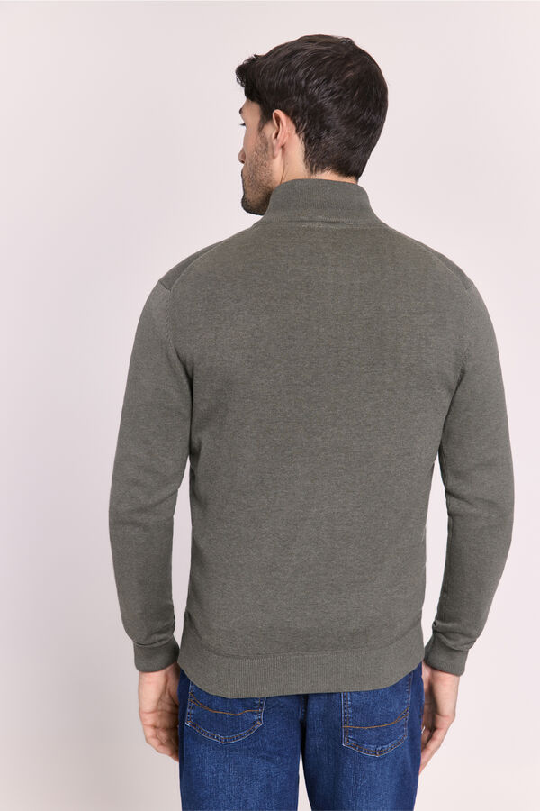 Pedro del Hierro Cárdigan algodón cremallera Kaki Oscuro