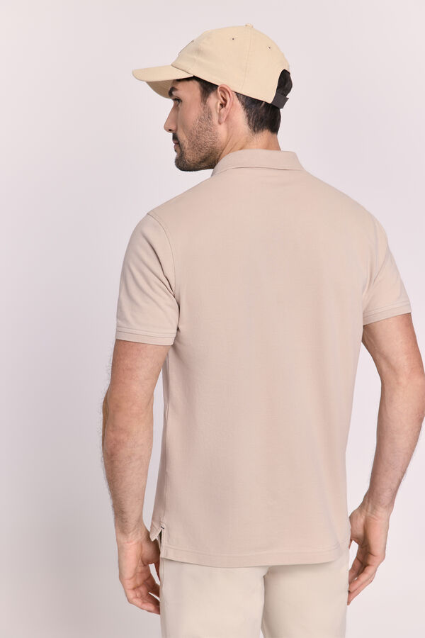 Pedro del Hierro Polo b&aacute;sico manga curta Camel
