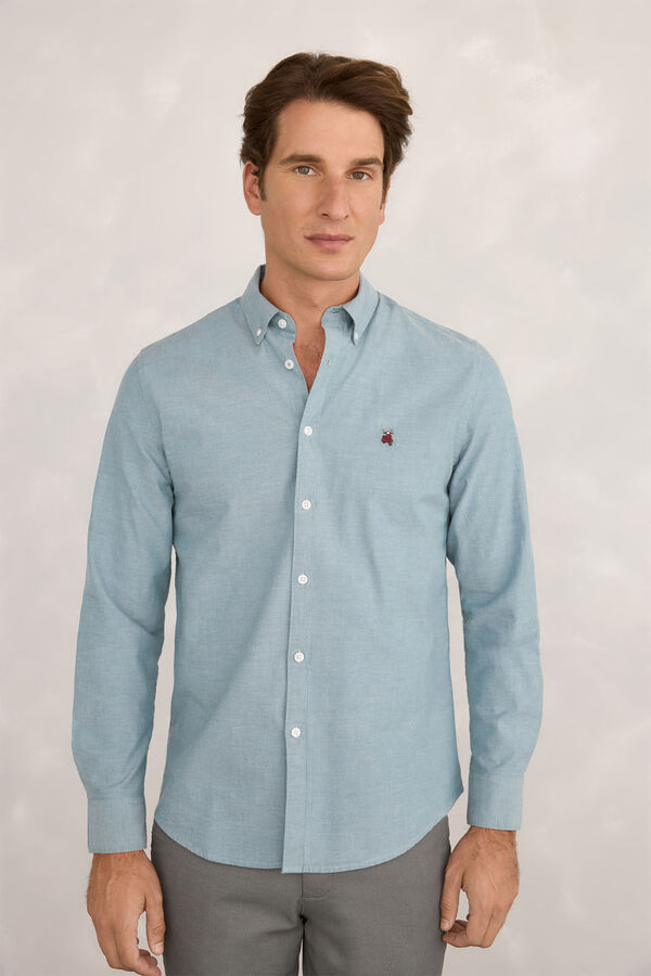 Milano Camisa esportiva estampado Oxford Azul turquesa