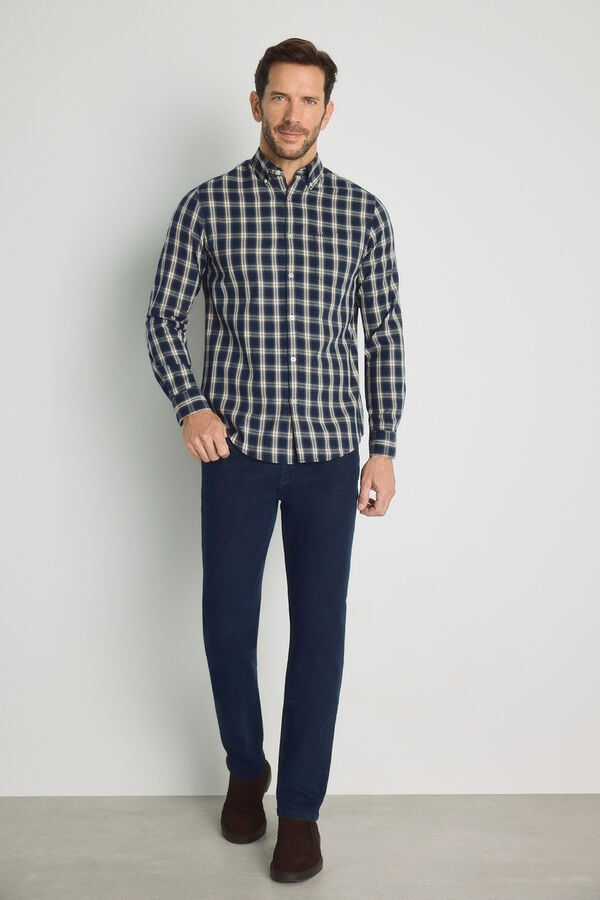 Milano Camisa cuadros manga larga Navy
