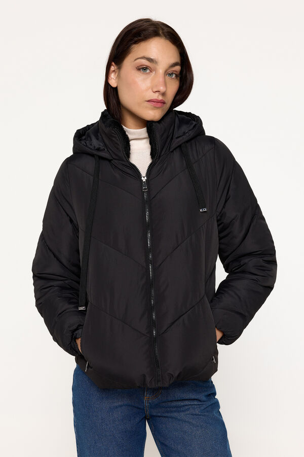 Milano Abrigo acolchado corto con capucha Negro