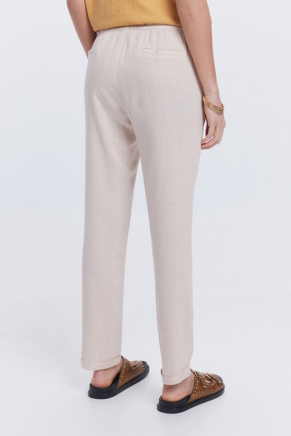 Milano Cal&ccedil;as compridas de linho Bege