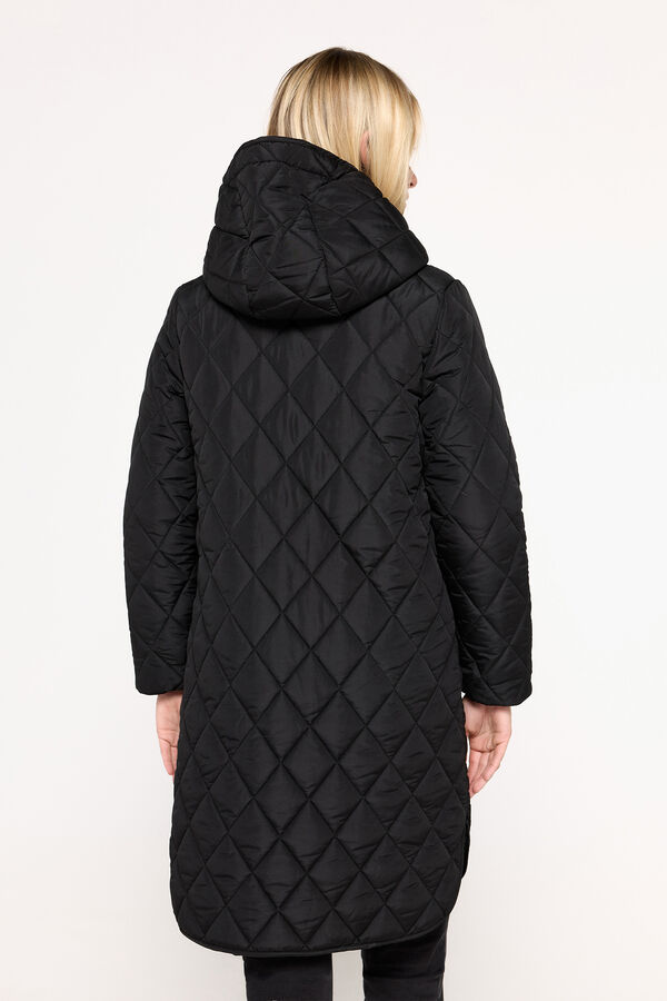 Milano Abrigo acolchado largo con capucha Negro
