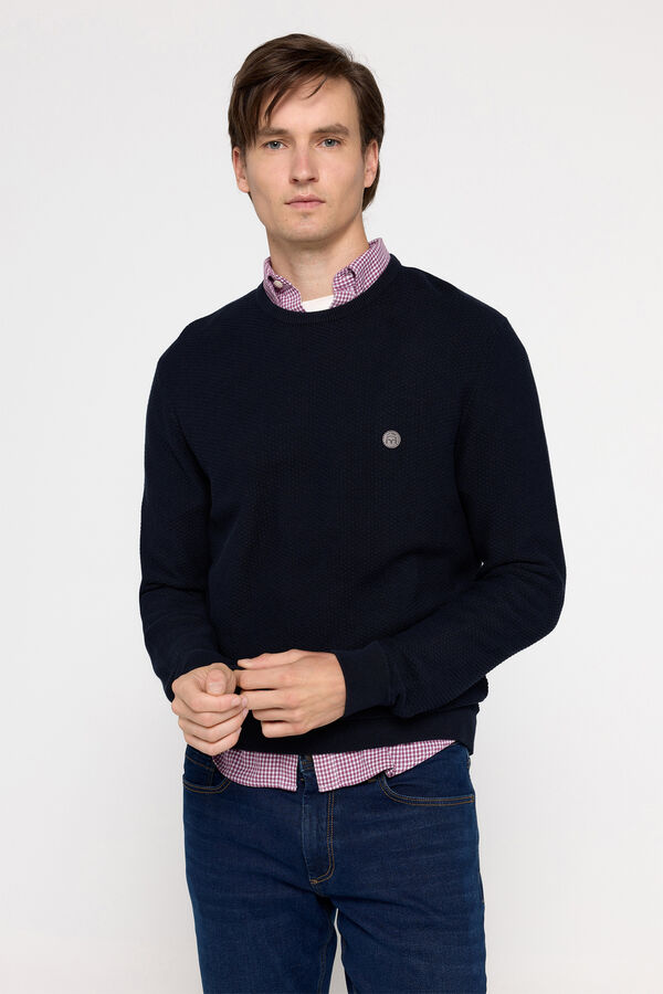 Milano Jersey cuello caja Estructura Gofre Navy