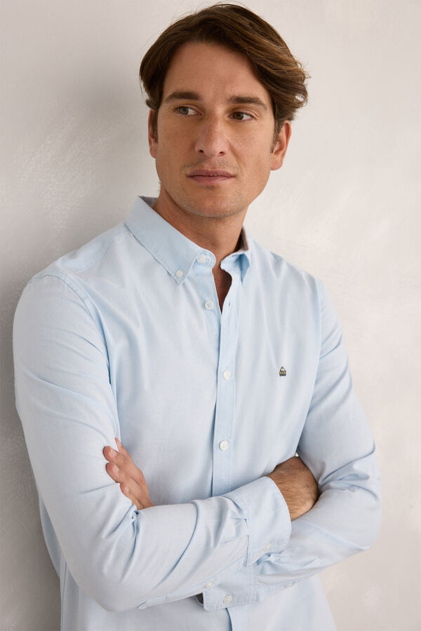 Milano Camisa esportiva estampado Oxford Azul