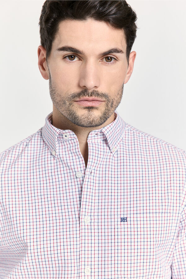 Pedro del Hierro Camisa xadrez corte descontra&iacute;do Azul indigo