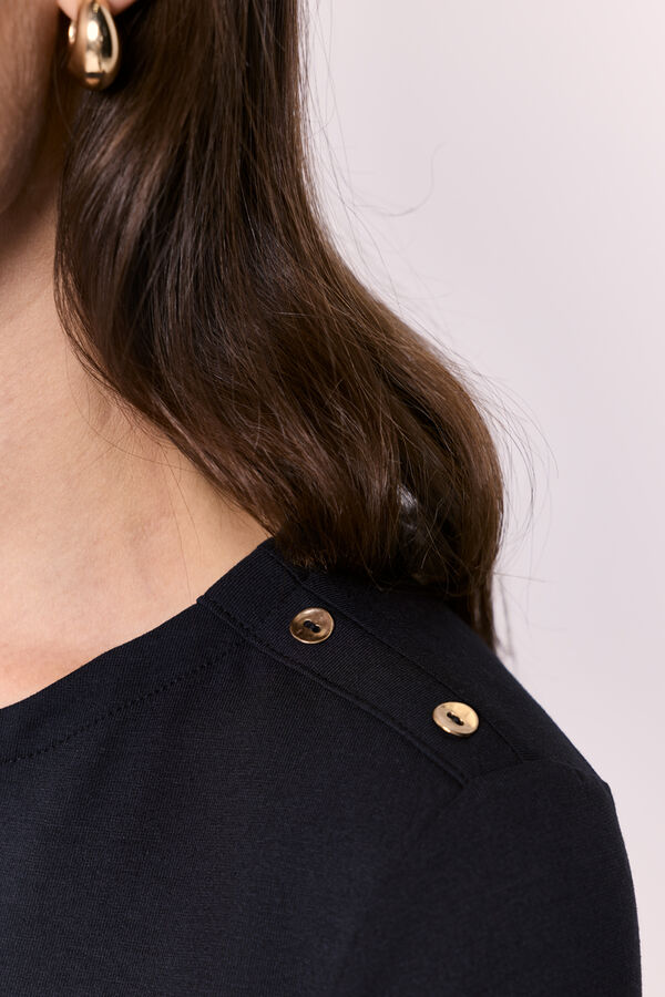 Milano Jersey cuello redondo con botones Negro