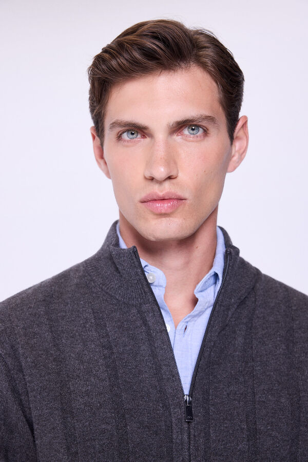 Milano Cárdigan Algodón Cremallera Gris Oscuro