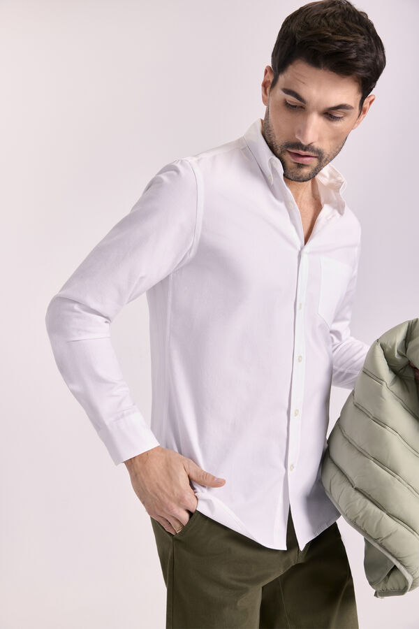 Pedro del Hierro Camisa sarja relaxed fit Branco