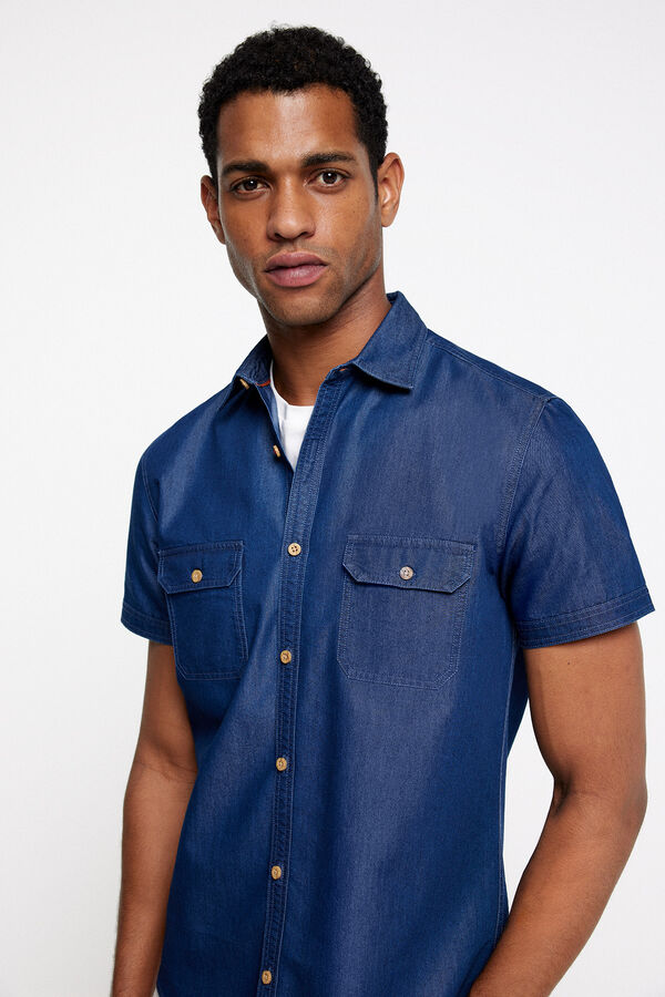 milano Camisa Denim Lisa Azul