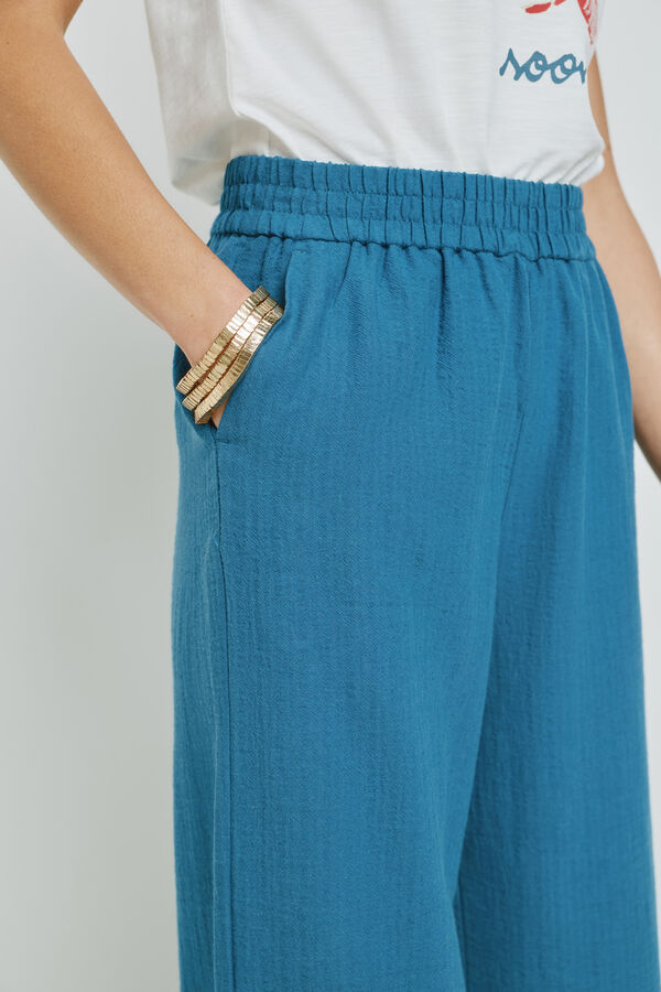 Milano Cal&ccedil;a lisa com cintura el&aacute;stica Azul