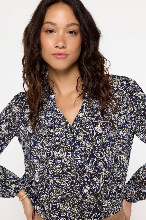 Fifty Outlet Blusa estampada plumeti Estampado azul