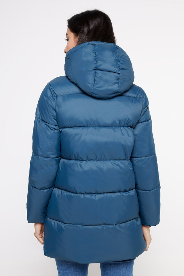 Milano Abrigo plum&iacute;fero capucha Azul