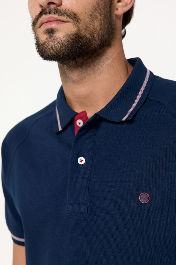 Fifty Outlet Polo pique manga corta con logo milano en pecho. Azul Oscuro