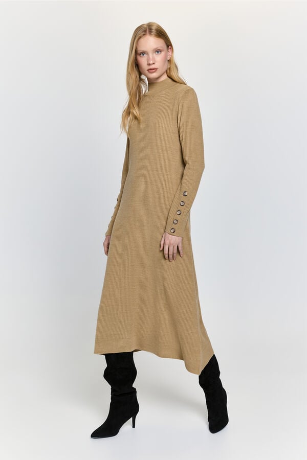 Milano Vestido de malha evasê Camel