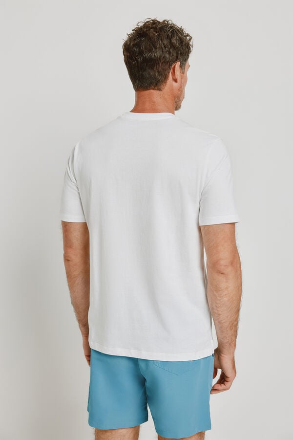 Pedro del Hierro T-shirt b&aacute;sica com logo bordado Branco