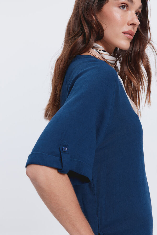 Milano Vestido curto de linho Azul