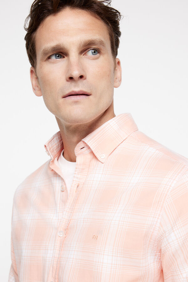 milano Camisa Slub Cuadros Bordeaux