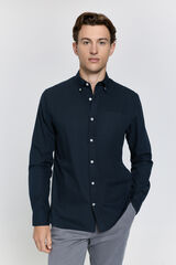 Pedro del Hierro Camisa lisa com caimento relaxado Marinho