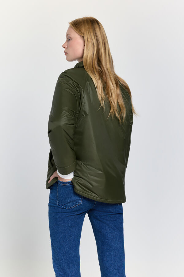 Milano Abrigo acolchado con cuello Kaki Oscuro