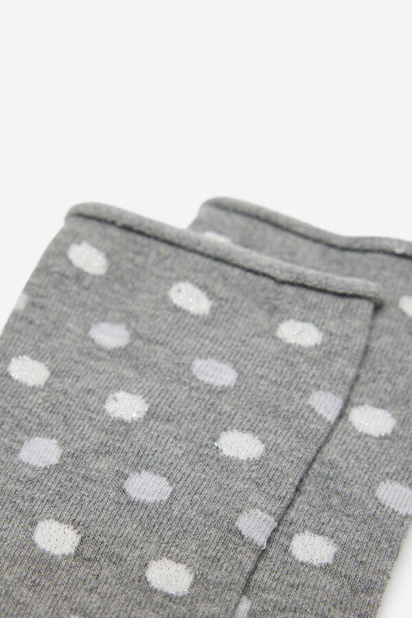 Milano Calcetines gris melange con dibujo de lunares y rayas Azul