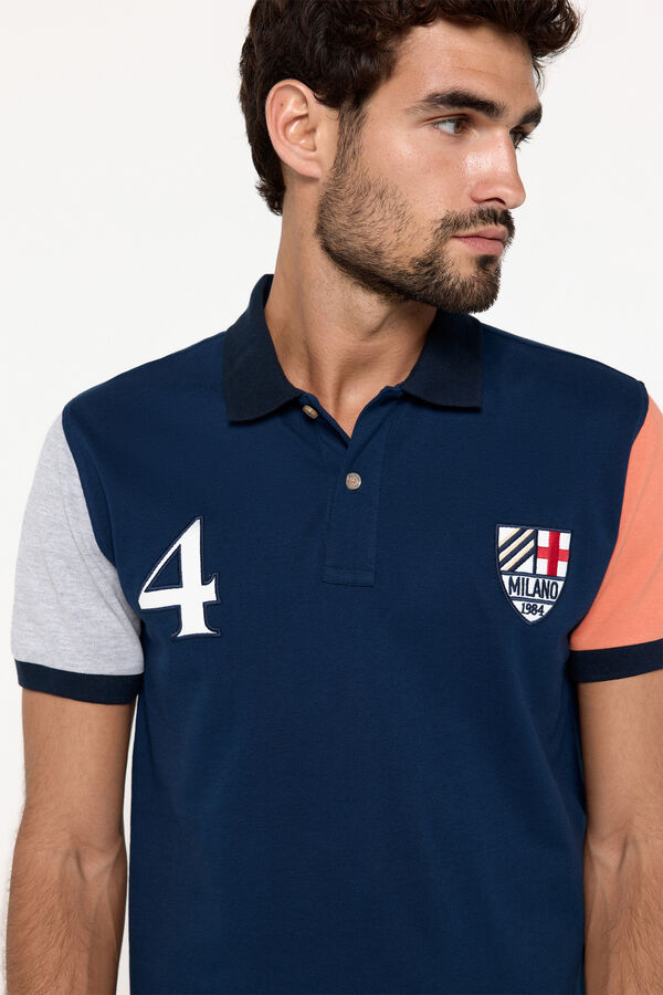 Fifty Outlet Polo arlequín parches Navy