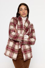 Milano Sobretudo curto trespassado em tecido xadrez efeito lã Bordeaux