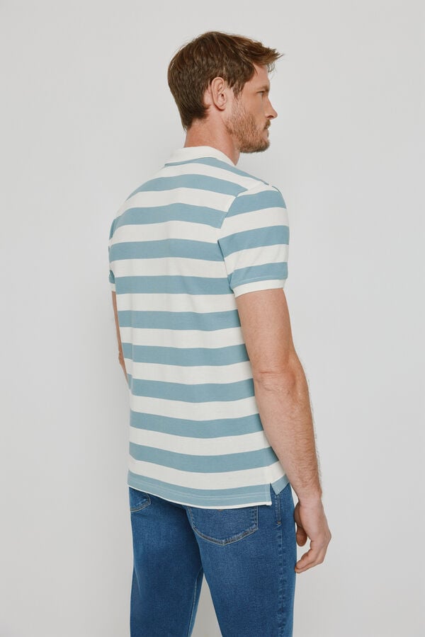 Milano Polo de riscas de manga curta Azul