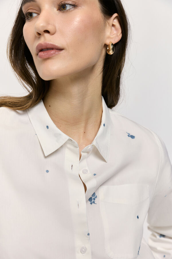 Milano Camisa lisa com bordado em tecido leve Marfim
