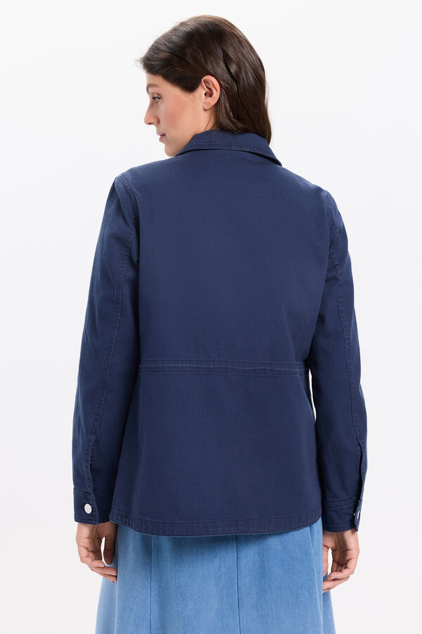 Milano Chaqueta sahariana de algodón efecto lavado Navy